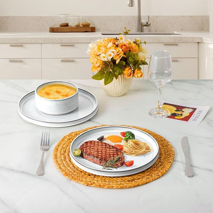 LIANYU Plates and Bowls Set for 8, 24 Piece Stoneware Dinnerware Sets | - Image 8