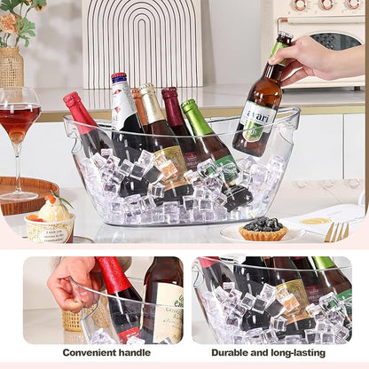Ice Bucket 2 PCS, Thickened Ice Buckets for Parties, Mimosa Bar Supplies Beverage Tub for Champagne Beer Sparkling Wine Cocktails（5.5L) 16.5 * 7.3 * 6.8inch