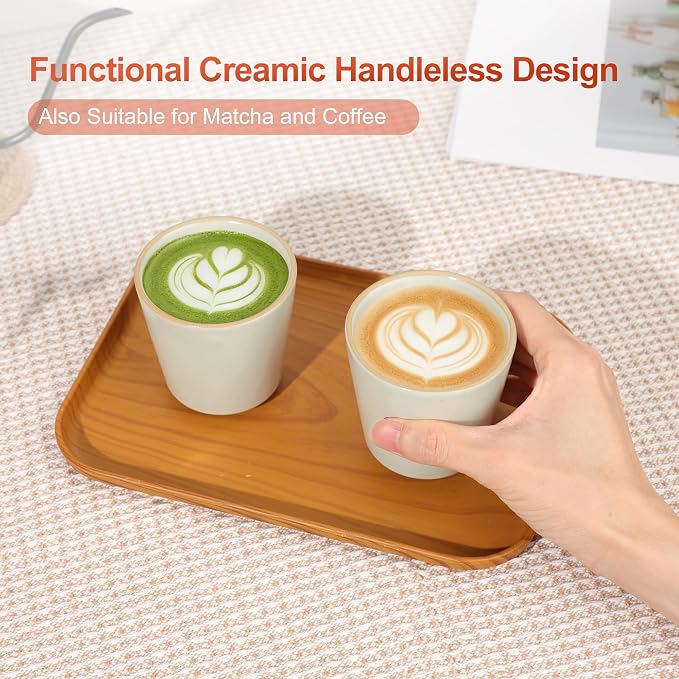 6.7 Ounce Janpanese Tea Cup Set of 4, Handle-less Espresso Cups Set - Image 3