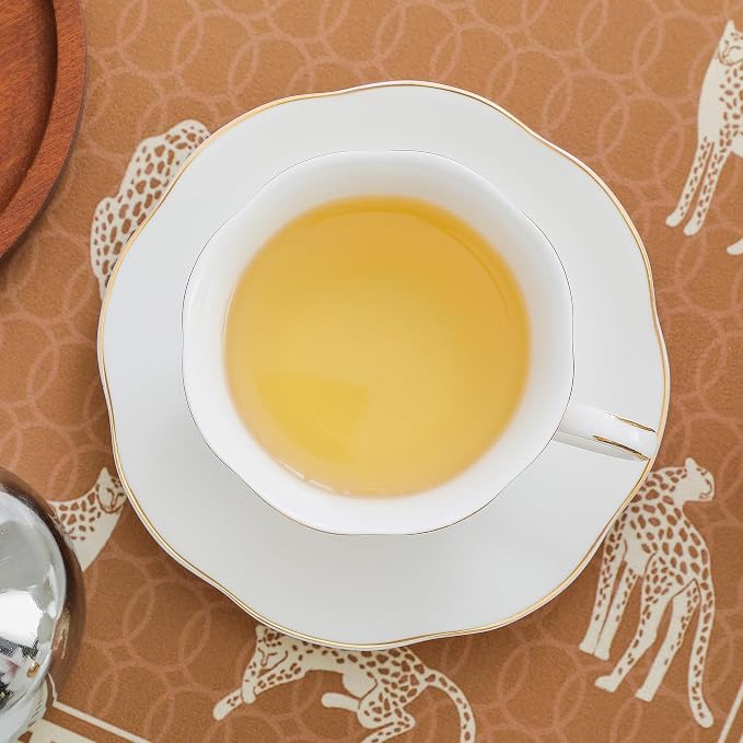 White Ceramic Tea Cup and Saucer Set of 8 - 6oz Elegant Porcelain Cups - Image 5