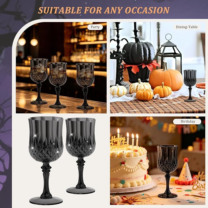 7OZ Plastic Wine Glasses, Reusable Vintage Goblets Unbreakable Drinking Glasses - Image 6