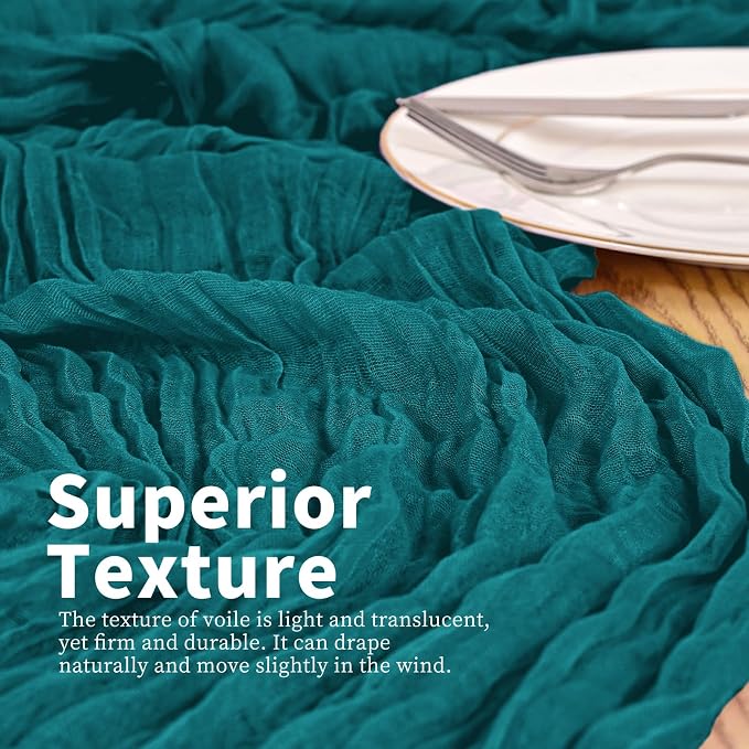 8 Pack Teal Table Runner 17 x 108inch Cheesecloth Table Runner Boho Gauze Table - Image 2