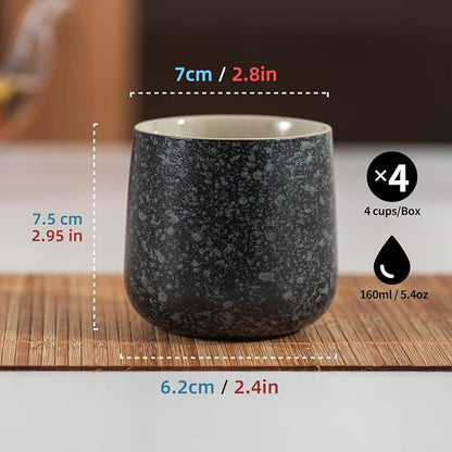 TEANAGOO Japanese Tea Cups Set of 4pcs, 6.9oz/205ml Elegant Ceramic Matcha Cups - Image 2