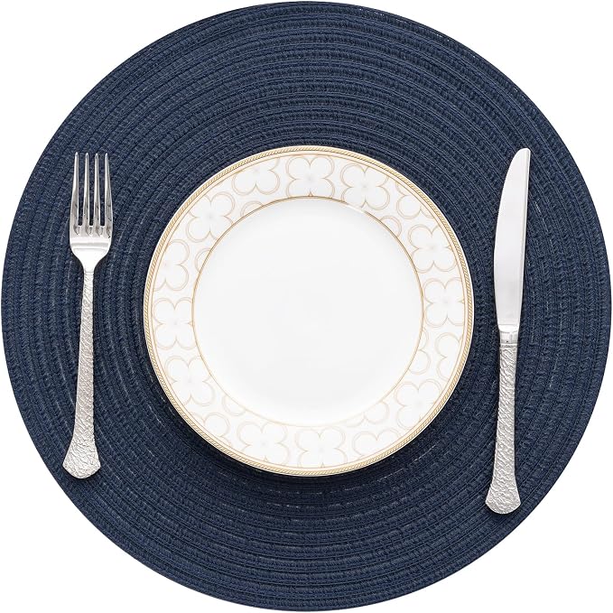SHACOS Round Placemats Set of 8 Washable 15 inch Round Table Mats Cotton - Image 8