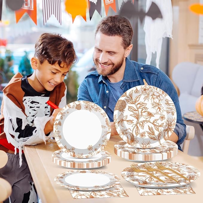 96Pcs Thanksgiving Party Supplies Paper Plates Napkins Thanksgiving Fall - Image 5