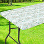 Smiry Rectangle Table Cloth Cover, Waterproof Elastic Fitted Picnic Tablecloth for 8 Foot Tables, Wipeable Flannel Backed Vinyl Tablecloths for Camping, Dining, Outdoor (Teal & White, 30" x 96")