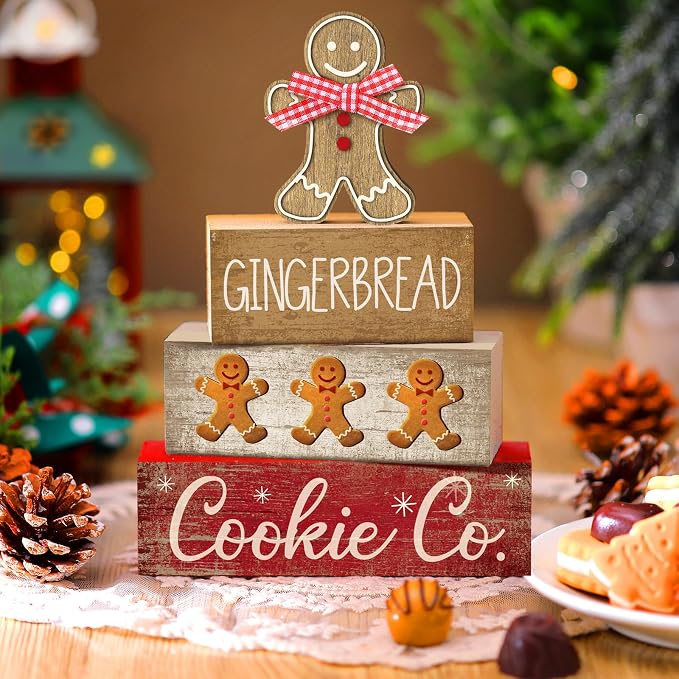 Moucuny 4 Pcs Christmas Table Decor Gingerbread Man Decoration Christmas - Image 5