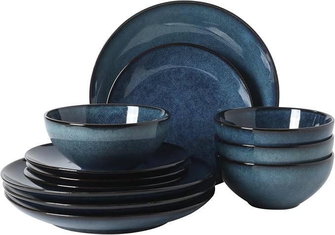 Gibson Elite Castle Peak Plates and Bowls Set, 12-Piece Dinnerware Set by GibsonHomewares