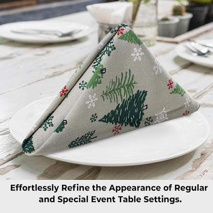 Urban Villa Cloth Napkins Set of 12(20x20)100% Cotton Dinner Napkins Cloth Washable Soft Durable Reusable Absorbent Napkins Ideal for Farmhouse Parties Hotel Lunch Restaurant Dinner Napkins-Green Tree
