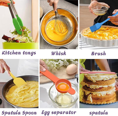 Bowls with Airtight Lids, 20 piece Stainless Steel Metal Nesting Bowls, Non-Slip Colorful Silicone Bottom, Size 7, 3.5, 2.5, 2.0,1.5, 1,0.67QT, Great for Mixing, Baking, Serving