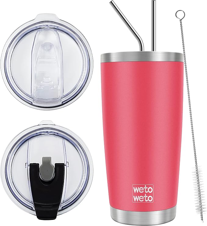 WETOWETO 20oz Tumbler with 2 lids and 2 straws, Stainless Steel Vacuum by Wetoweto