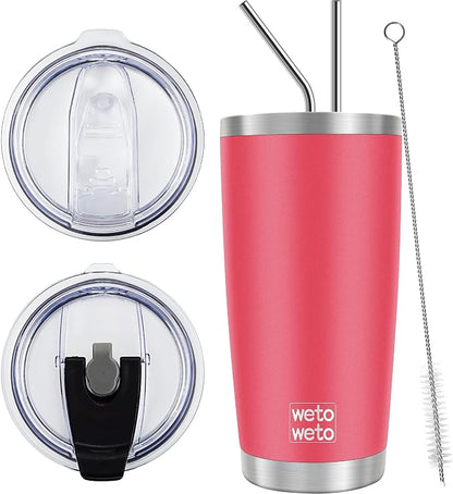 WETOWETO 20oz Tumbler with 2 lids and 2 straws, Stainless Steel Vacuum by Wetoweto