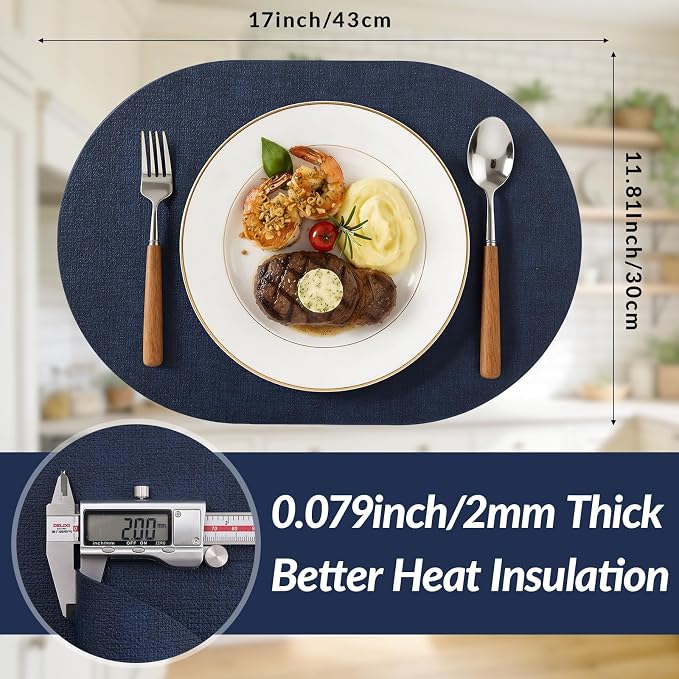 Placemats Set of 4, 11.8 x 17 Inch, Waterproof Wipeable Reversible PU Placemat - Image 3