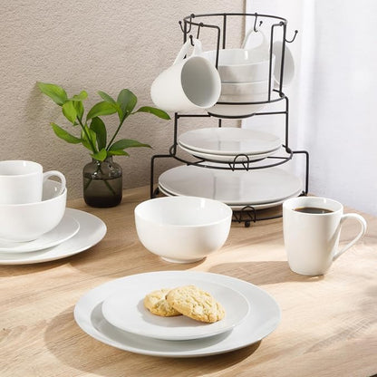 Gibson Home Summit View 17-Piece Porcelain Plates and Bowls Set W/Metal Rack - Image 2