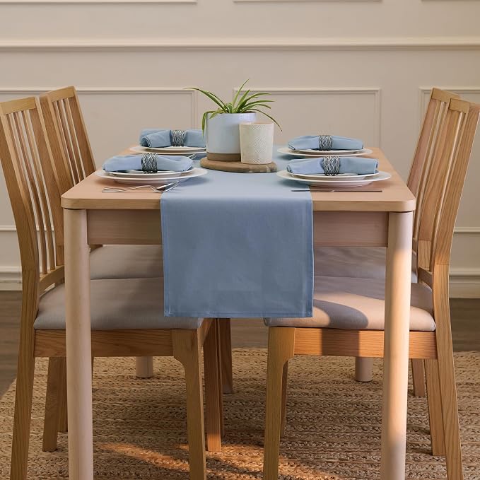 Encasa XO Table Runner, Cotton Canvas Dining Runner 13"x94" | B Grey, 180 GSM - Image 4