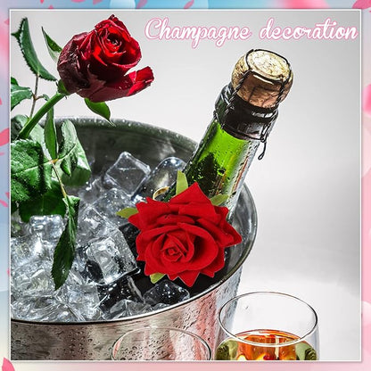 Set of 8 Valentine's Day Napkin Ring Rose Flower Metal Napkin Ring Designed with Rose Serviette Buckle for Valentine's Day Wedding Anniversary Party Dinner Table Decor