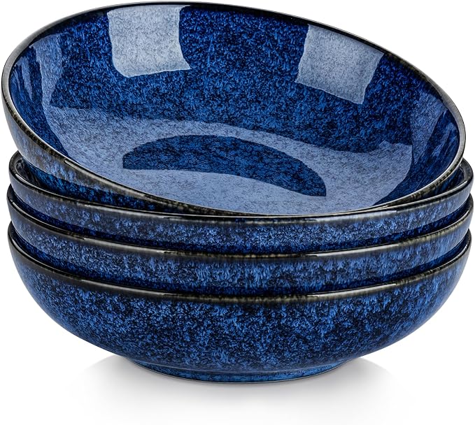 vancasso Stern Large Pasta Bowls Set of 4, 38 Oz Ceramic Salad Plate Bowls by vancasso