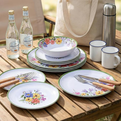 12 Piece Floral Melamine Dinnerware Sets, Service - Image 5