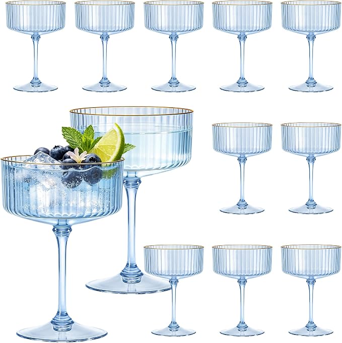 12PCS Plastic Martini Glasses, Unbreakable Reusable Champagne Coupe, Removable by Unknown