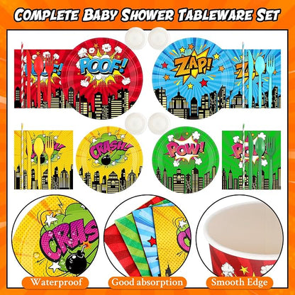 450 Pcs Hero Theme Tableware Set Decorations, Hero Action Themed Disposable - Image 3