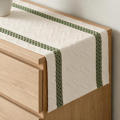Artoid Mode Army Green Stripe Woven Rustic Table Runner 12x72 Inch | Holiday by ArtoidMode