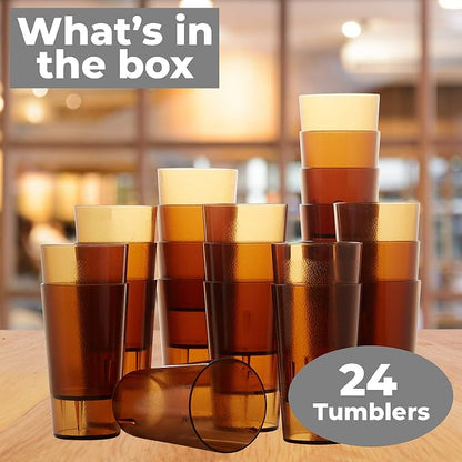 Restaurant Grade, BPA-Free 12oz Amber Plastic Cups 24pk. Super Durable - Image 8