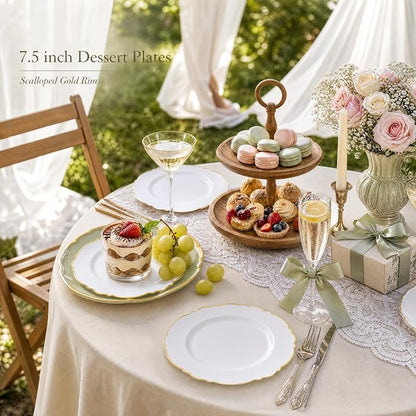 60pcs Gold Dessert Plates-7.5inch Baroque White and Gold Small Dessert - Image 8