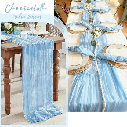 6 Pack Baby Blue Cheesecloth Table Runner, 17 x 108 Inch, Gauze Cheese Cloth - Image 7