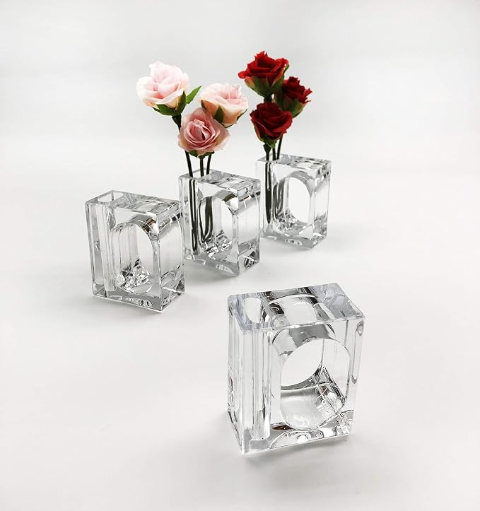 Set of 4 Napkin Rings Bud Vase Flower Holder, 100% FDA Compatible Food - Image 2