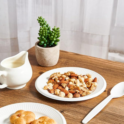 Vplus 100% Compostable Small Paper Plates, 300 Pack 6 Inch Disposable Paper Plates, Uncoated Biodegradable, Made of Sugar Cane Fibers, Perfect for Sandwich, Cake, and Snack