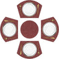 SHACOS Large Size Wedge Placemats with Centerpiece Round Mat Set of 5 Round Table Place Mats Washable Dining Table Placemats Reversible Durable, Burgundy