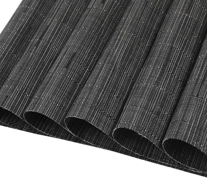 SHACOS Round Table Placemats Set of 7 Wedge Shaped Place Mat with Centerpiece Round Mat Heat Resistant Table Mats Washable (7, Black Gray)