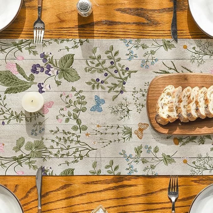 Artoid Mode Wood Wild Flowers Floral Spring Table Runner, Seasonal Summer - Image 7