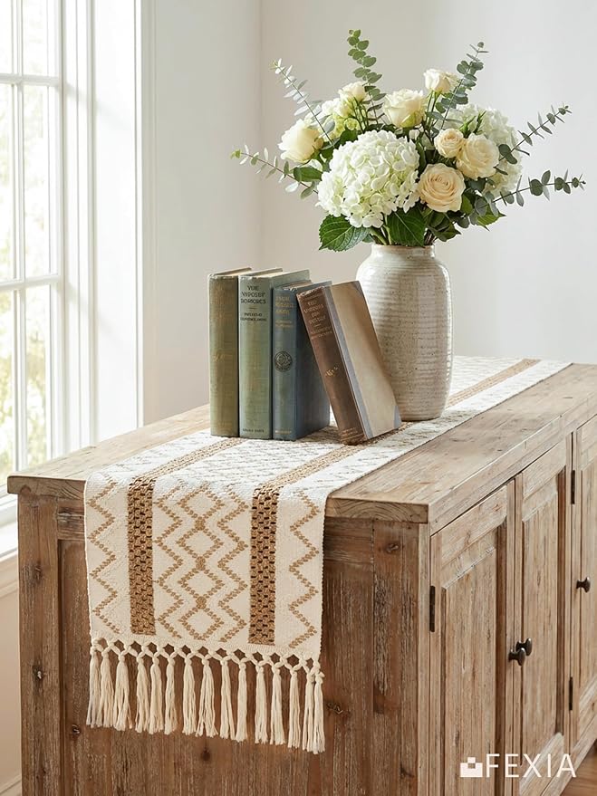 Boho Fall Table Runner Macrame for Coffe Table Home Decor 12x72 Inch | 72 - Image 6