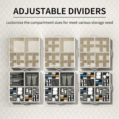 Aokeyee Shoe Organizer for Closet,Foldable Shoe Storage Organizer Box Bin with Adjustable Dividers and Clear Cover, Fits up to 16 Pairs