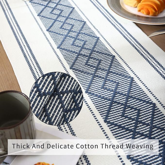 Woven Table Runner Farmhouse Style, Boho Table Runner 72 inches Long - Image 3