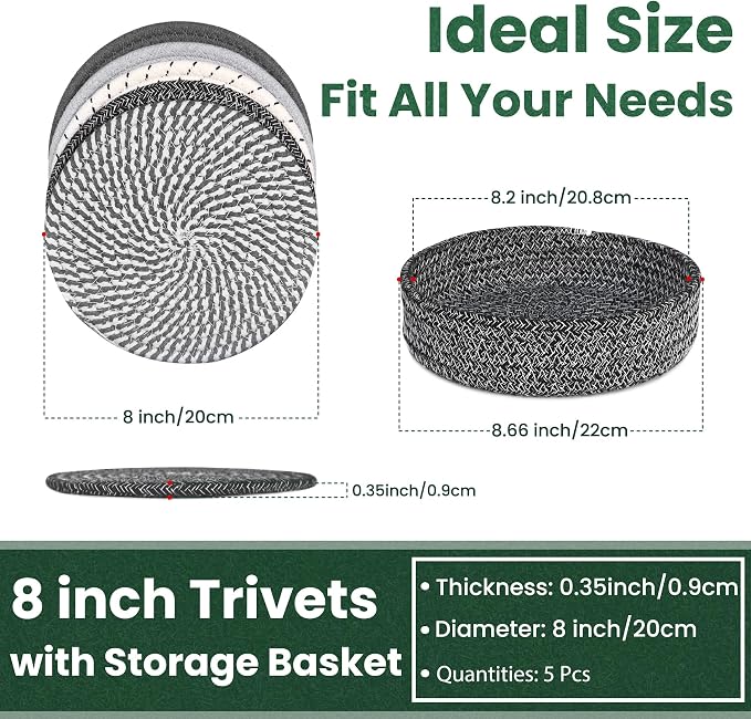 8 Inch Trivets for Hot Dishes, Hot Pots and Pans, Thick Heat Resistant - Image 2