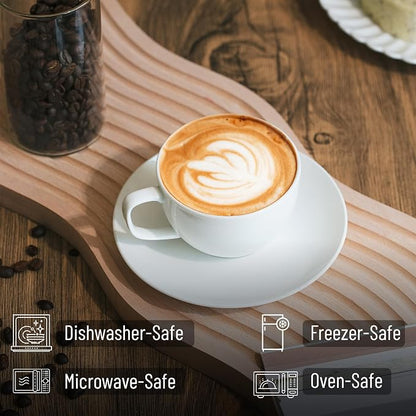 BTaT- Cappuccino Cups with Saucers 6 oz, Au Lait, Flat White, Dishwasher - Image 3