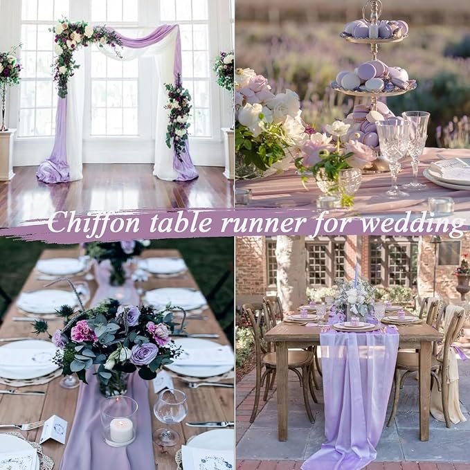 10FT Lavender Chiffon Table Runners 30x120 Inches Boho Fabric Sheer Table Runner - Image 6