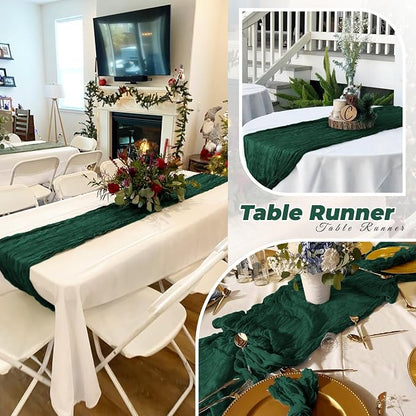 6 Pack Emerald Green Cheesecloth Table Runner 20 x 120 Inch Gauze Table Runner - Image 6