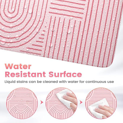 iCasso Pink Desk Matt for Desktop, Cute Desk Pad Mat, Large Mouse Pad, Anti-Slip Big Mousepad with Stitched Edges, Keyboard Pad for Computer(Pink)