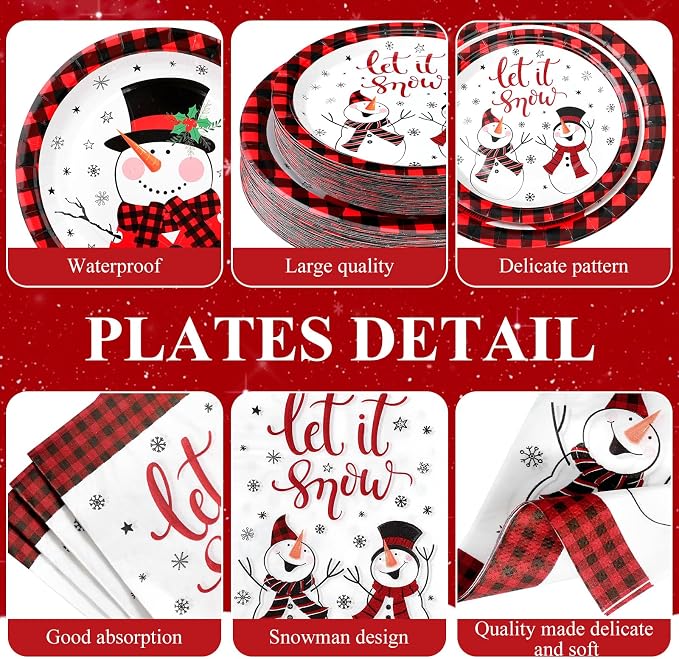Funnymoom 250 Pcs Winter Snowman Party Decorations - Image 2