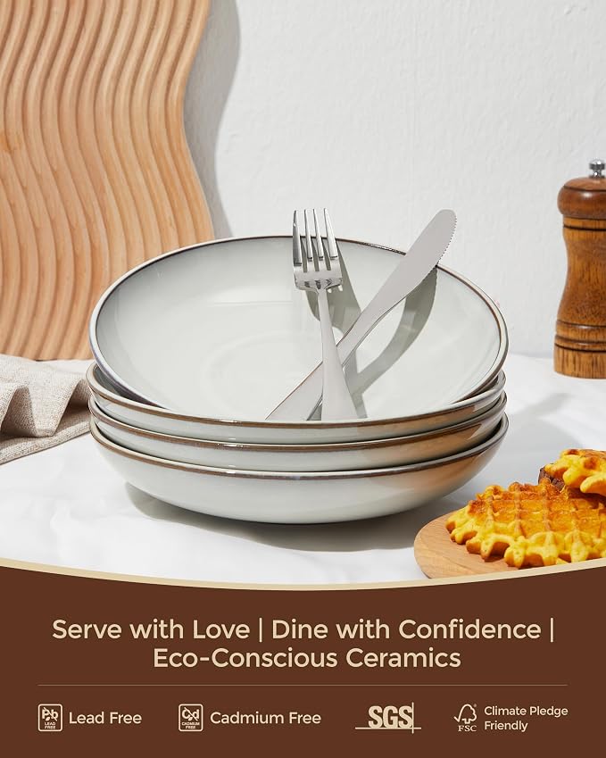 Pasta Bowls 30 oz, Terracotta Ceramic Plate Bowls - Image 3