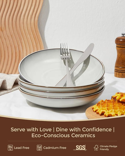 Pasta Bowls 30 oz, Terracotta Ceramic Plate Bowls - Image 3