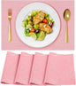 Cloth Placemats, Set of 4 Heat-Resistant Cotton Linen Blend Double Layered Machine Washable Place Mats, Wrinkle Free Thick Fabric Dining Table Mats for Indoors & Outdoors (Baby Pink, 4)