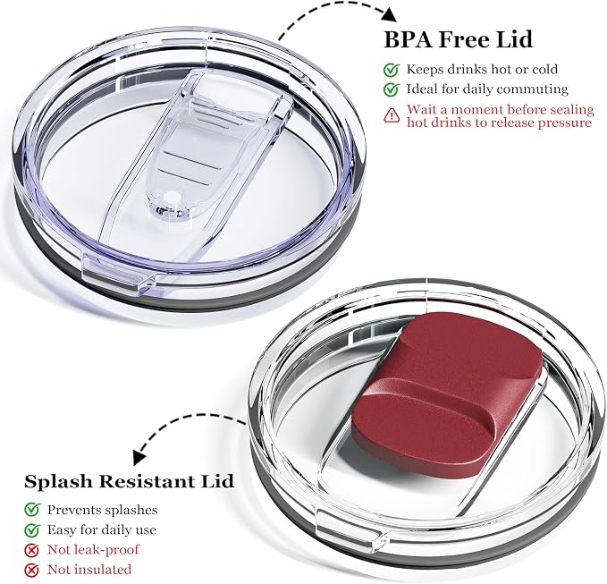 12oz Insulated Coffee Mug with Lid – Includes Two Lids, Stainless Steel Coffee - Image 3