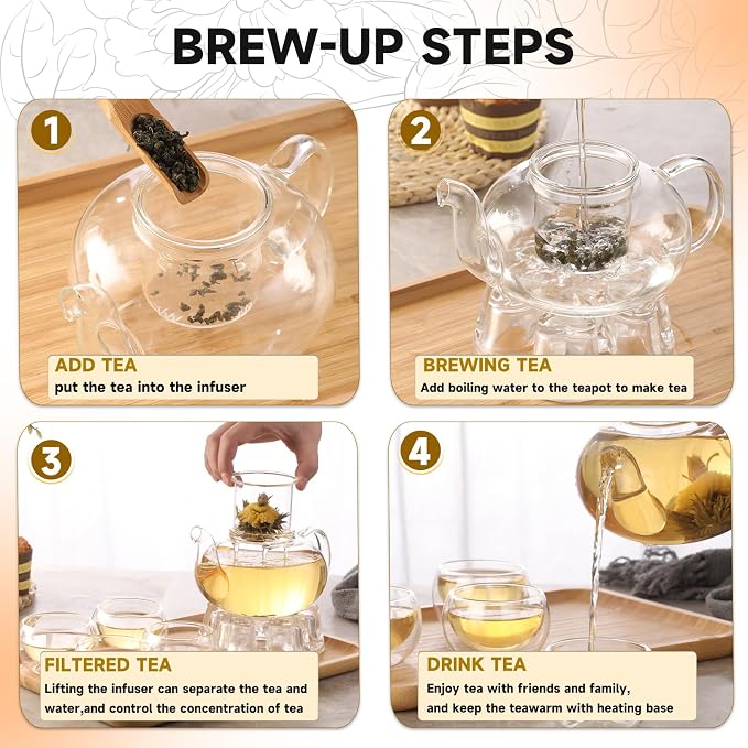 Glass Teapot Set, 34OZ/1000ML Glass Tea Kettle - Image 7