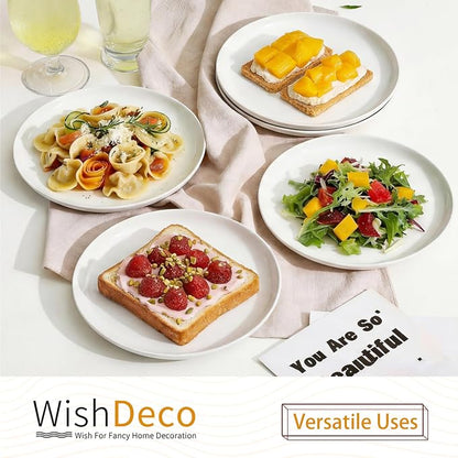 White Salad Plates Set of 6, Porcelain Dessert Plates 8 inch, Modern Kitchen - Image 5