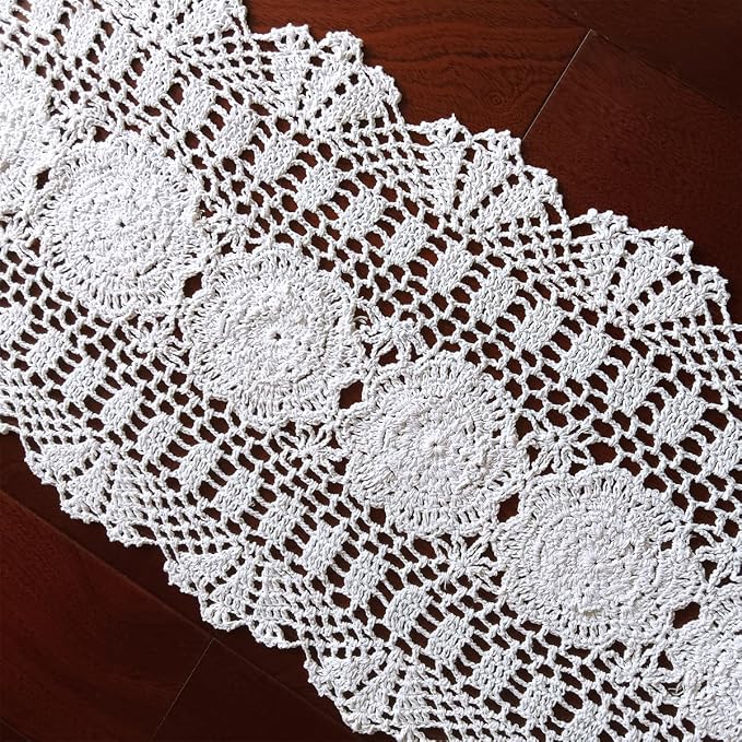 Phantomon Oval Lace Table Runner Doilies Floral Table Scarf Furniture Cloth - Image 5