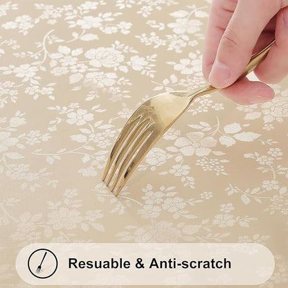 Smiry Rectangle Table Cloth, Waterproof Heavy Duty Vinyl Tablecloths, Wipeable Washable Table Cover for Kitchen and Dining Room (Beige, 60" X 140")